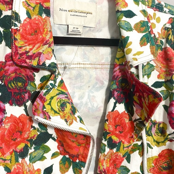 NEW Anthropologie Pilcro Floral Printed Moto Jacket Small - Picture 6 of 16